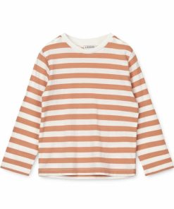 Tøj LIEWOOD Trøjer og Toppe | Apia Y/D Stribet T-Shirt Ls Y/D Stripes White / Tuscany Rose