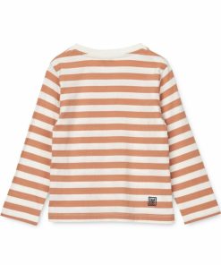 Tøj LIEWOOD Trøjer og Toppe | Apia Y/D Stribet T-Shirt Ls Y/D Stripes White / Tuscany Rose