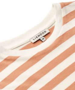 Tøj LIEWOOD Trøjer og Toppe | Apia Y/D Stribet T-Shirt Ls Y/D Stripes White / Tuscany Rose