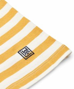 Tøj LIEWOOD Trøjer og Toppe | Apia Y/D Stribet T-Shirt Ss Y/D Stripes White / Yellow Mellow