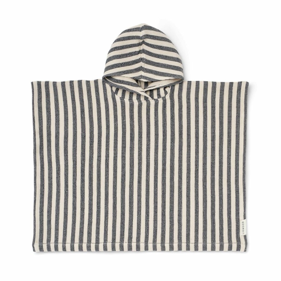 Bolig LIEWOOD Ponchoer & Badekåber | Paco Junior Badeponcho Y/D Stripe Classic Navy / Sandy