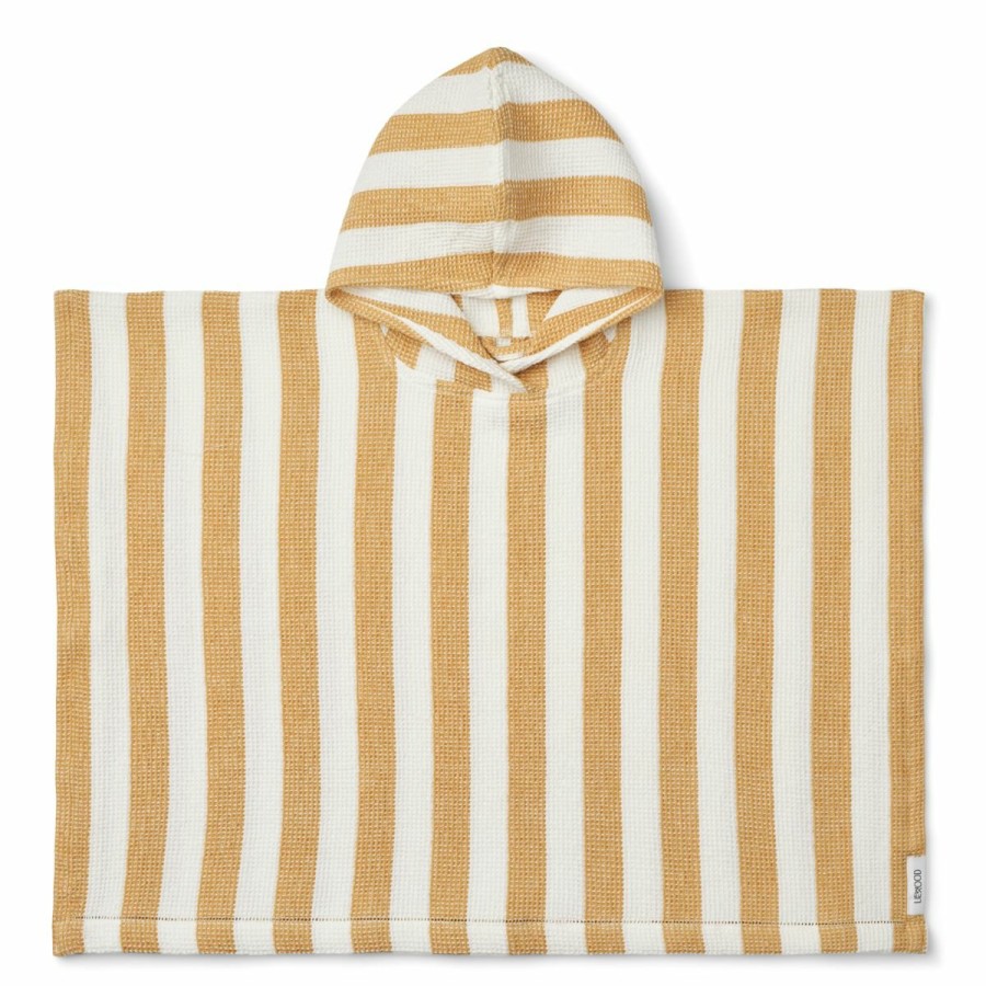 Bolig LIEWOOD Ponchoer & Badekåber | Paco Junior Badeponcho Y/D Stripes White / Yellow Mellow