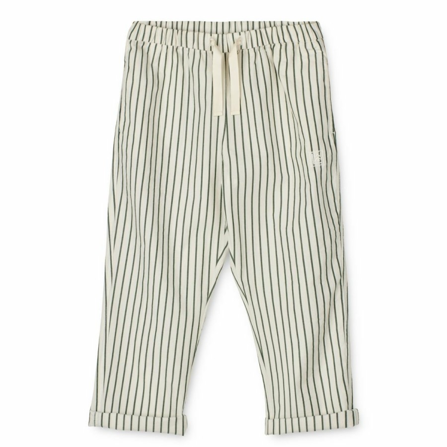 Tøj LIEWOOD Bukser og Shorts | Orlando Garnfarvede Poplinbukser Med Striber Y/D Stripes Garden Green / Creme De La Creme