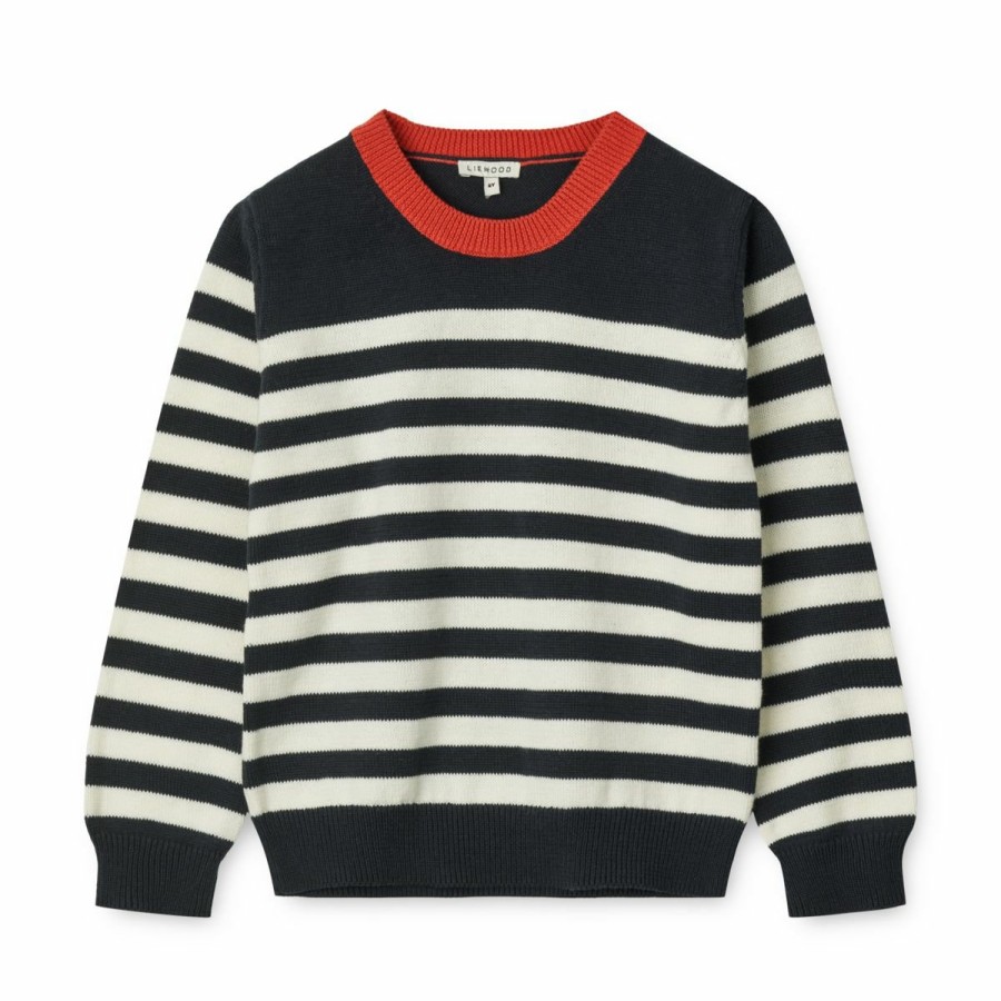 Tøj LIEWOOD Strik & Cardigans | Omaha Jumper Y/D Stripe Classic Navy / Creme De La Creme