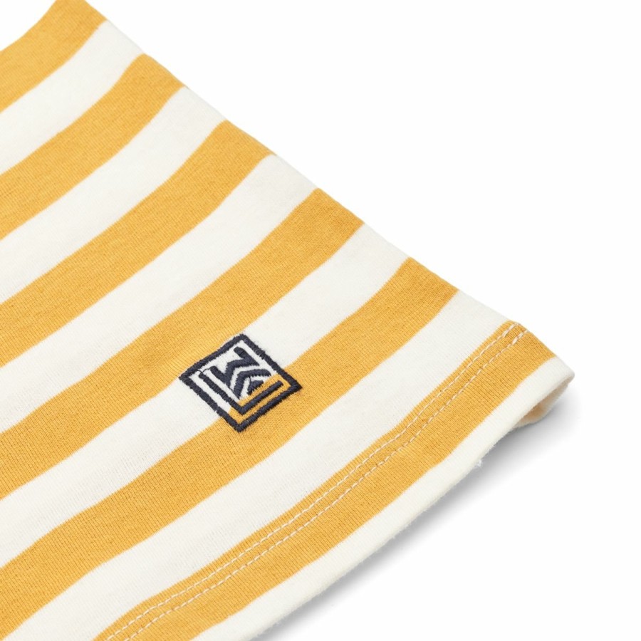 Tøj LIEWOOD Trøjer og Toppe | Apia Y/D Stribet T-Shirt Ls Y/D Stripes White / Yellow Mellow