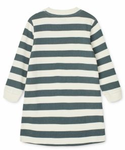 Tøj LIEWOOD Kjoler & Nederdele | Floda Printet Sweatkjole Stripe Creme De La Creme /Whale Blue