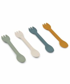 Bolig LIEWOOD Børneservice | Jan Silikonespork 4-Pak Faune Green Multi Mix