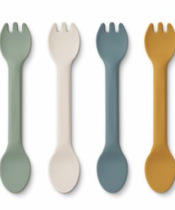 Bolig LIEWOOD Børneservice | Jan Silikonespork 4-Pak Faune Green Multi Mix