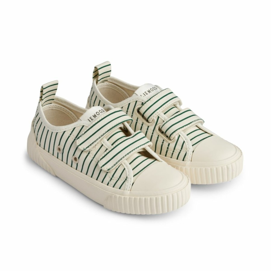 Sko LIEWOOD | Kim Kanvassko Stripe Garden Green / Creme De La Creme