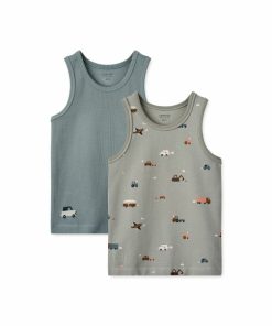 Tøj LIEWOOD Undertøj | Faris Tank Top 2-Pak Vehicles / Dove Blue Mix