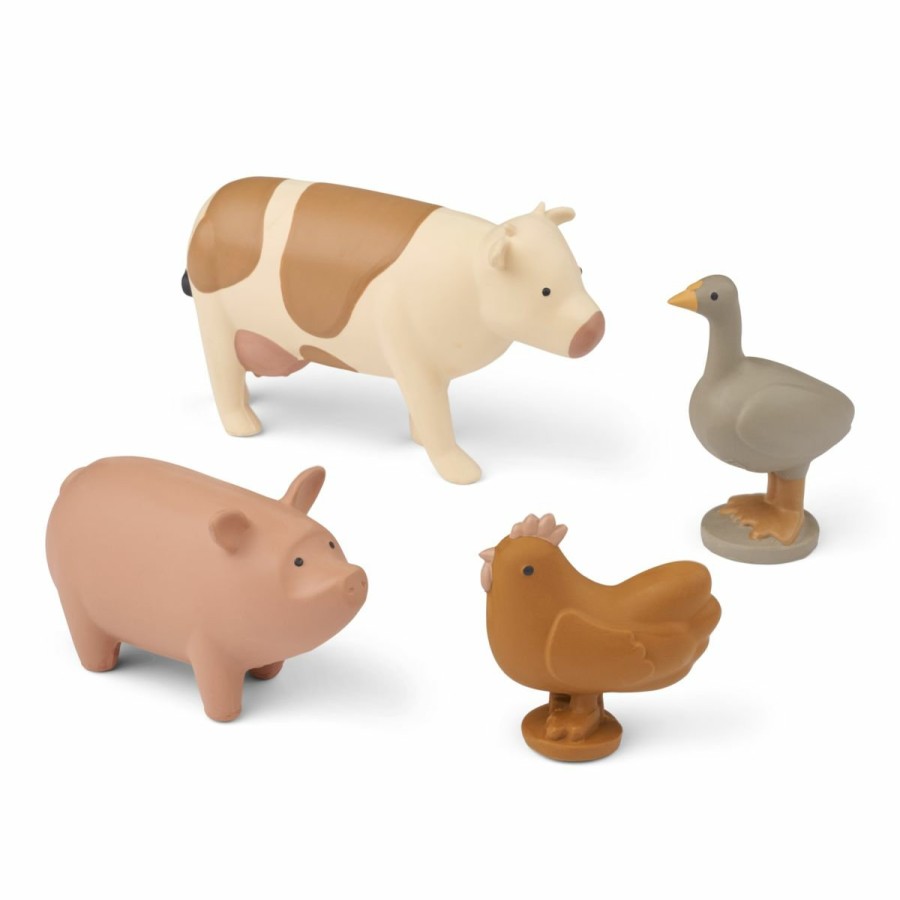 Legetøj LIEWOOD Rollelegetøj | Hallie Farm Animal 4-Pack Golden Caramel Multi Mix