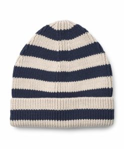 Tøj LIEWOOD Huer | Ezra Hue I Ribstrikket Bomuld Stripe Classic Navy / Sandy