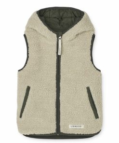 Tøj LIEWOOD Pile & Fleece | Diana Vendbar Fleecevest Hunter Green / Mist