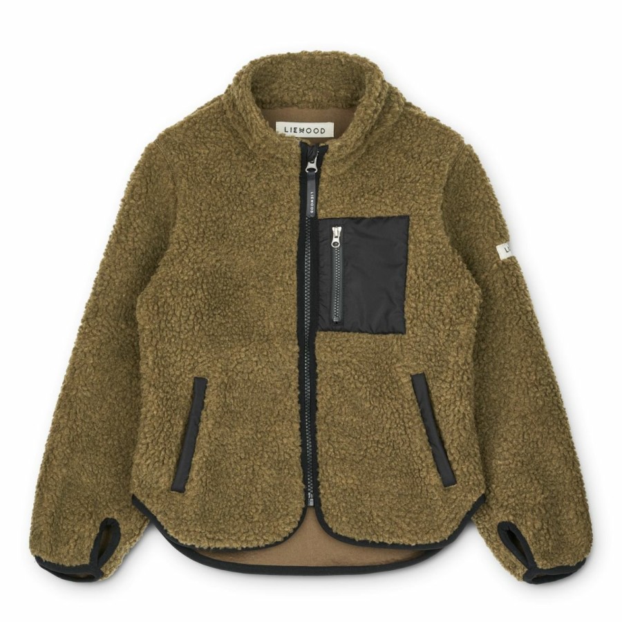 Tøj LIEWOOD Pile & Fleece | Nolan Fleecejakke Khaki Black Mix