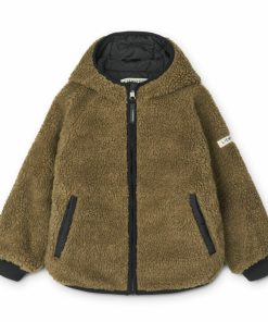 Tøj LIEWOOD Pile & Fleece | Jackson Vendbar Fleecejakke Khaki Black Mix