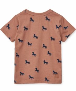 Tøj LIEWOOD Trøjer og Toppe | Apia T-Shirt Ss Horses / Dark Rosetta