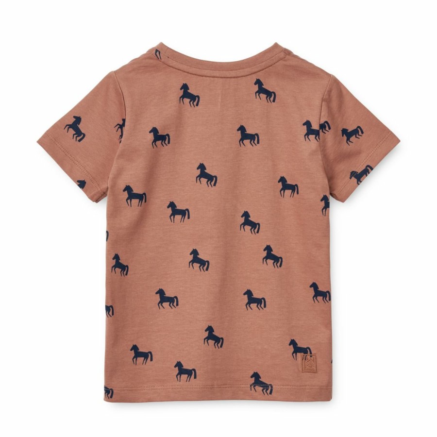 Tøj LIEWOOD Trøjer og Toppe | Apia T-Shirt Ss Horses / Dark Rosetta