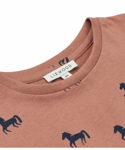 Tøj LIEWOOD Trøjer og Toppe | Apia T-Shirt Ss Horses / Dark Rosetta